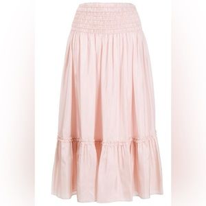 Tory Burch Light Pink Corded Smocked Silk Skirt